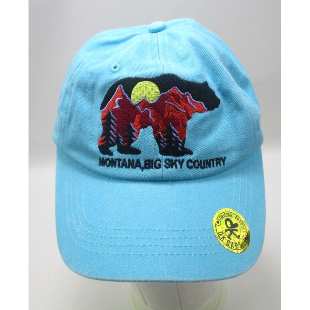 Montana Big Sky Country Bear Logo Blue Strapback Hat Cap YOUTH size